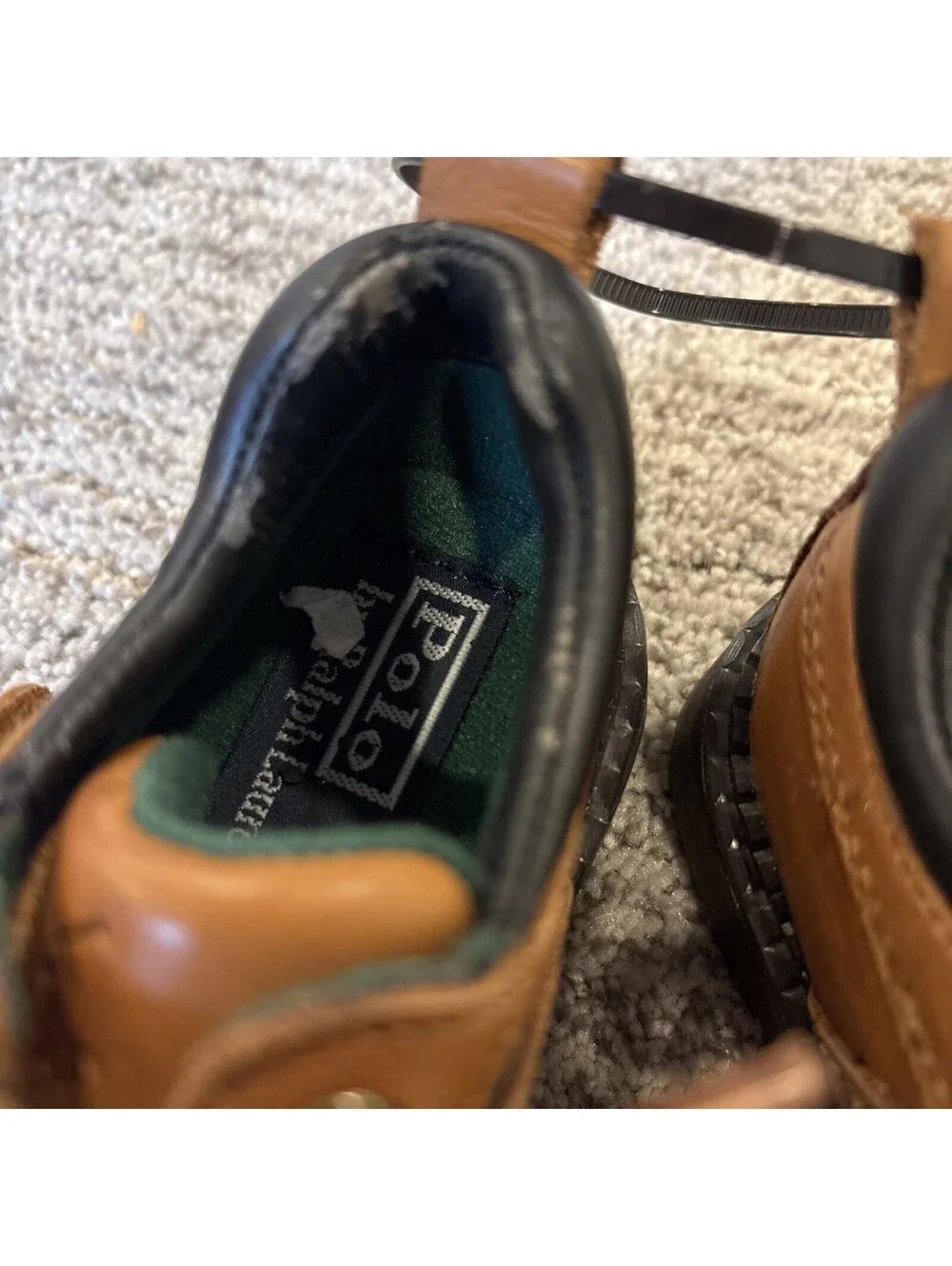 Polo Ralph Lauren Boys Toddler Brown Leather Dockers Loafers Shoes Size 7